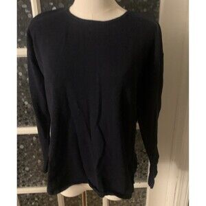 Elliott Lauren Cotton Cashmere Knit Top Sweater Sz M Navy